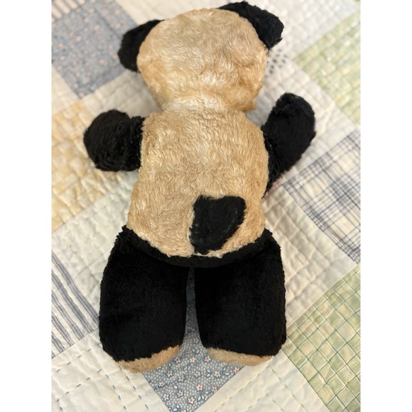 Vintage no eye Panda Stuffed Animal Plush Black Tan Medium 16" - Picture 2 of 5